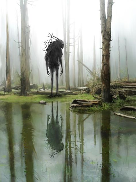 Hide and seek on Behance Forest Monsters, Dead Forest, Forest Spirit, Fantasy Forest, Forest Creatures, Illustration Painting, Hide And Seek, Painting Digital, Creature Concept Art