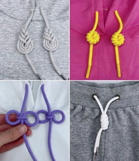 2.2M views · 36K reactions | Learn How To Tie Sweater Strings in Simple Steps! | Easy Ways To Tie Hoodie Knots | By Simple Crafts | Facebook Sweatshirt String Ties, Lace Hoodie, Coin Couture, Scarf Knots, Simple Crafts, Tie Sweater, Diy Clothes Life Hacks, Chinese Knot, Macrame Patterns Tutorials