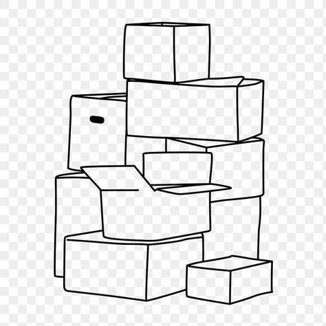 Moving Boxes Illustration, Line Art Illustration, Moving Boxes, Line Background, Packing Boxes, White Box, Art Illustration, Doodle Art, Line Art