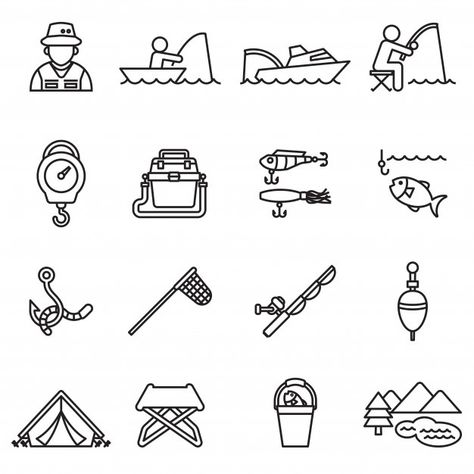 Fishing Rod Tattoo, Fishing Icon, Hobo Signs, Line Man, Box Background, Childrens Art Projects, Water Icon, Fish Icon, Family Logo