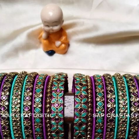 Bangles Setting Ideas, Bridal Bangle Set Indian, 3d Bangles, Bridal Bangles Wedding, Silk Thread Earrings Designs, Magam Work, Bangles Collection, Kids Bangles, Silk Thread Bangles Design