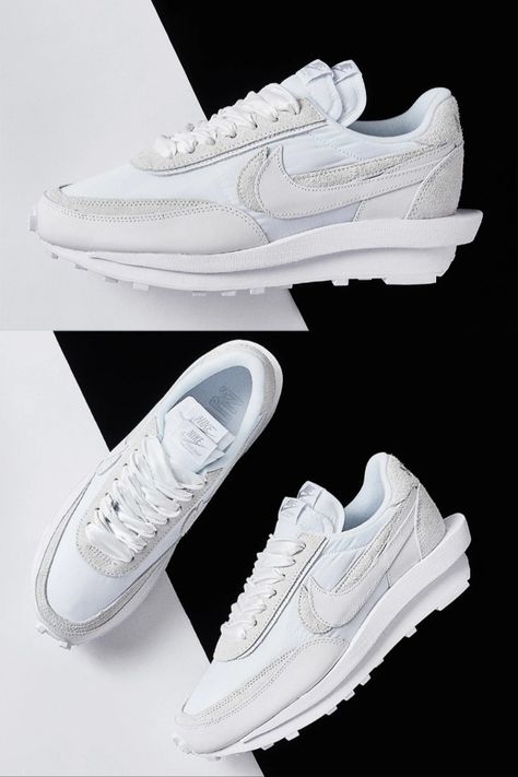 Nike Waffle One White, Nike Sacai Vaporwaffle Outfit, Sacai Nike, Nike Sacai Waffle, Nike Sacai White, Nike Sacai, Shoes For School, Nike Waffle, Mens Fashion Casual Outfits