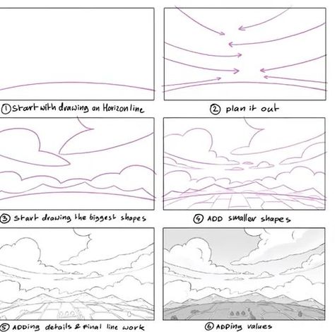 How To Draw Backgrounds Tutorials, Background Art Tips, Anime Background Tutorial, Foreground Middleground Background Art, Background Drawing Tutorial, Sketched Background, How To Draw Backgrounds, Background To Draw, Background Ideas For Drawings