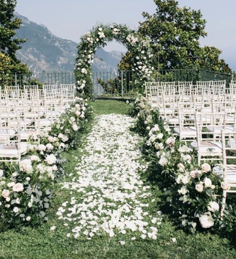 Floral Down The Aisle, Tuscan Wedding Arch, Arch Decoration Wedding Outdoor Ceremony, Wedding Floral Ceremony, Wedding Florals Aisle, Wedding Aisle Flowers On Ground, Floral Isle, Wedding Aisle Florals, Garden Wedding Aisle