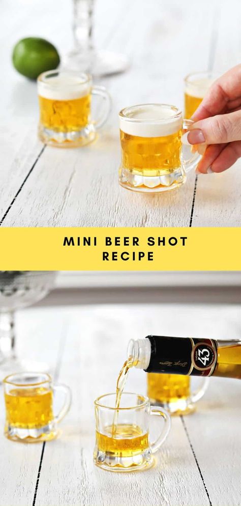 Mini Beer Shot - A Beautiful Mess Mini Beer Shots, Beer Shots, Vanilla Liqueur, Brew Master, Beer Shot, Glass Of Beer, Foam Head, Shot Recipes, Mixed Drinks Recipes