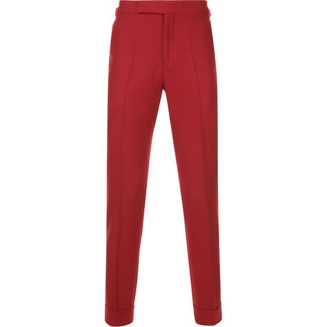 Paul Smith slim-fit tailored trousers (8.570 ARS) ❤ liked on Polyvore featuring men's fashion, men's clothing, men's pants, men's casual pants, red, mens slim fit linen pants, mens slim pants, mens casual linen pants, mens slim fit pants and mens linen pants Mens Red Pants, Red Pants Men, Mens Slim Fit Pants, Slim Pants Men, Outrageous Fashion, Slim Fit Pants Men, Mens Tailor, Casual Linen Pants, Mens Linen Pants