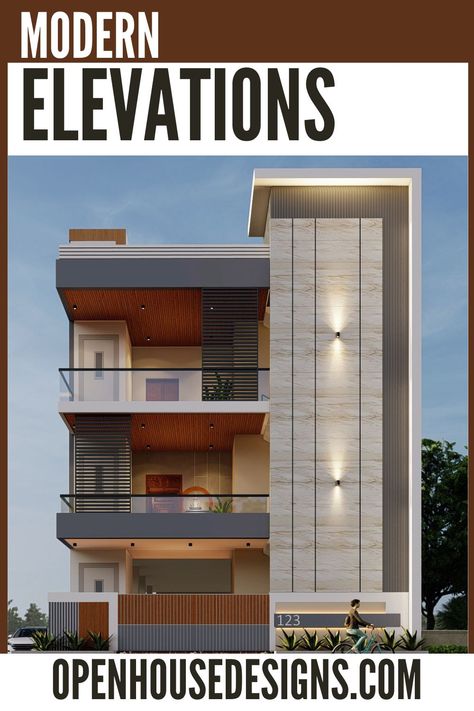 Small Contemporary House, House Front Elevation Design, Contemporary Architecture Design, Home Elevation, House Front Elevation, Front Elevation Design, House Balcony Design, Small House Design Exterior, Front Elevation Designs