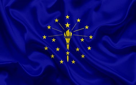 Indiana Indiana Flag, Us States Flags, American States, Indiana State, Usa States, State Flags, Blue Silk, Flag Design, Eu Flag