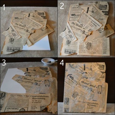 Decoupage Newspaper, Newspaper Decoupage, Make Recycled Paper, Recycled Paper Art, Decoupage On Canvas, Newspaper Craft, Recycled Newspaper, Recycle Newspaper, Empty Canvas