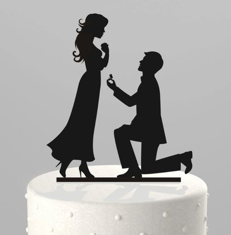 Acrylic Cake Topper Bride And Groom Cake Doll Kneeling Suitor Cake Decorations Silhouette Cake Topper, Wedding Cake Fresh Flowers, Engagement Cake Toppers, Bride And Groom Cake Toppers, Love Cake Topper, Wedding Favors And Gifts, Wedding Cake Knife, Groom Wedding Cakes, Cake Accessories