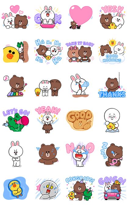 LINE Characters: Cute and Soft Sounds – LINE stickers | LINE STORE Line Friends Stickers, Line Sticker Gif, Sticker Line, Mobile Stickers, Korean Stickers, Work Stickers, Funny Character, Cute Love Pictures, Line Friends