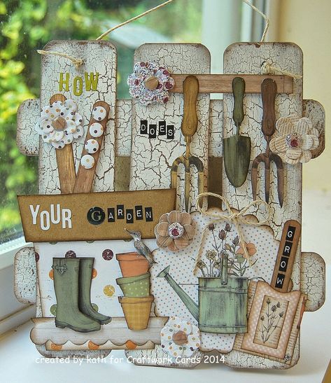 Kath's Blog......diary of the everyday life of a crafter: In The Potting Shed... Stampin Up Home And Garden Cards, Gardening Cards Handmade, Garden Cards Handmade, Gardening Cards, Fence Wall, Craftwork Cards, Shaped Cards, Spring Cards, Birthday Cards For Men