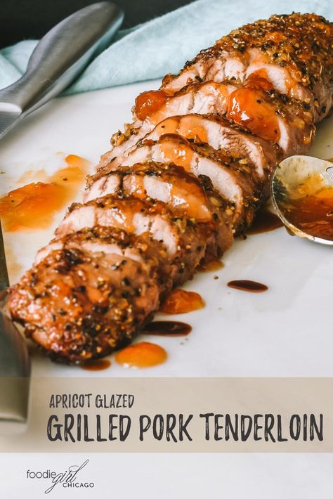 Grilled pork tenderloin with apricot glaze Apricot Glazed Pork Tenderloin, Grilled Pork Tenderloin Recipes, Glazed Pork Tenderloin, Apricot Glaze, Roast Beef Sandwich, Bbq Pork Ribs, Glazed Pork, Pork Rib Recipes, Grilled Pork Tenderloin