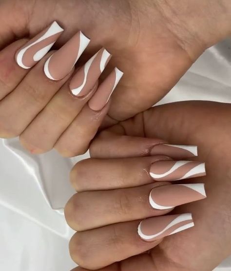 tan white Tan Acrylic Nails Coffin, White Nail Inspo Coffin, Tan Acrylic Nails, Tan Nails Design, Red And Black Halloween, Nail Designs 2022, Tan Nails, Nails Design Ideas, Nagellack Trends