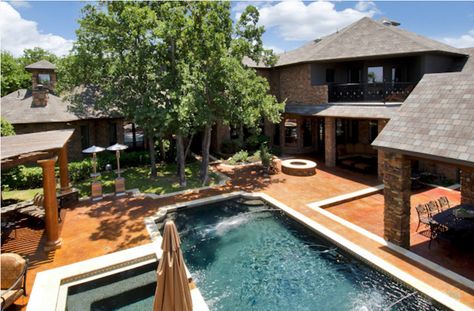 POOL DECK LOOK:  A good example of what the contrast will be on my pool coping and decking, though mine will be a brown and not a terracotta color.  If helpful. Terracotta Pool Deck, Pergola Details, Terracotta Color, Pool Coping, Pool Deck, Rust Color, Outdoor Kitchen, Hot Tub, Pergola