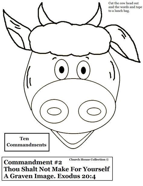 Church House Collection Blog: Paper Plate Golden Calf Craft For The Ten Commandments Thou Shalt Not Make For Yourself A Graven Image-Exodus 20:4 Exodus 20, Bible Crafts Sunday School, Kids Church Lessons, Sunday School Coloring Pages, Golden Calf, Bible Story Crafts, Sunday School Crafts For Kids, Preschool Bible, School Coloring Pages