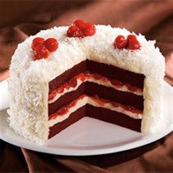 Cherry Red Velvet Cake Red Velvet Cake With Fruit, Cake With Fruit Filling, Cake With Cherry, Cake With Fruit, Homemade Icing, Best Red Velvet Cake, Red Velvet Cake Recipe, Velvet Cake Recipes, Canning Cherry Pie Filling