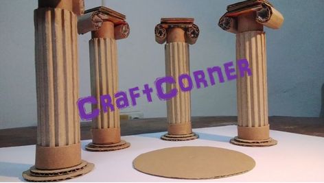 DIY Cardboard Ionic Greek Pillar Ancient Greece Crafts, Greece Party, Diorama Kids, Greek Decor, Cardboard Model, Pallet Garden Furniture, Greek Columns, Portraiture Art, Christmas Props