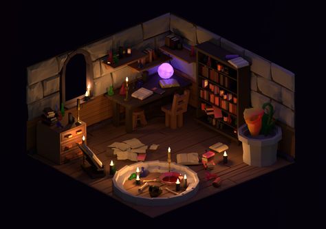 Cyberpunk Diorama, Fantasy Isometric, Medieval Diorama, Wizard Room, Vampire House, 3d Diorama, Dungeon Room, Band Room, Magic House