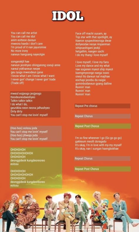 Idol Song Lyrics, Bts Idol Song, Pop Song Lyrics, Kpop Lyrics, Bts Music, Korean Song Lyrics, Kpop Songs, Bts New Song, Song Lyric Posters