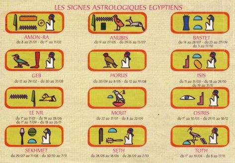 Signes astrologiques égyptiens Egyptian Gods, Signs