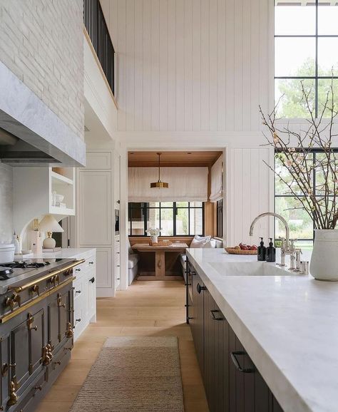 Design A Kitchen Layout, Becki Owens Design, Dream House Garden, Moody Kitchen, Tall Pantry Cabinet, Steel Windows, Contemporary Kitchen Design, Beautiful Inside And Out, Large Kitchen