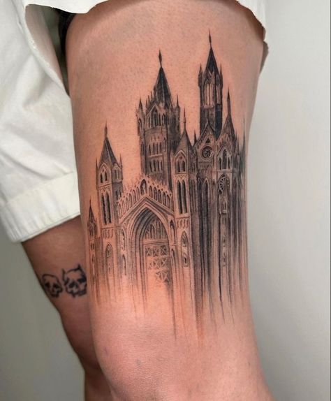 Cathedral Tattoo, Castle Tattoo, Sigil Tattoo, Tattoo Inspiration Men, 4 Tattoo, Dream Tattoos, Black Ink Tattoos, Dope Tattoos, Tattoo Design Drawings