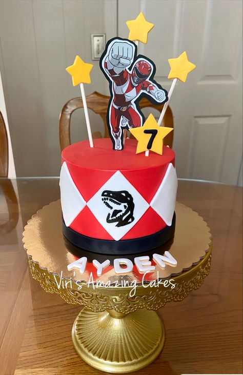 Power Rangers Cakes For Boys, Red Power Ranger Cake, Power Rangers Ninja Steel Cake, Power Ranger Birthday Shirt, Power Ranger Red, Power Rangers Birthday Cake, Power Rangers Zeo Red Ranger, Power Ranger Cake, Power Ranger Birthday Party