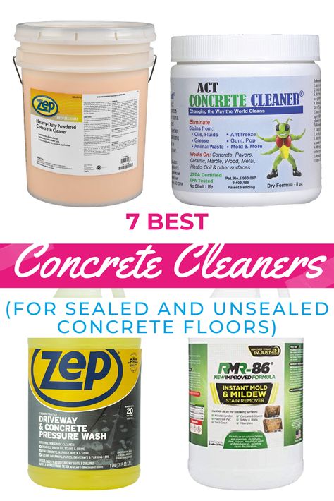 It can be tricky figuring how to clean concrete floors especially when they're unsealed. We've got 7 of the best concrete cleaners to tackle your dirty floors whether they're sealed or unsealed. How To Clean Concrete Garage Floor, How To Clean Cement Floors, How To Clean Concrete Floors Inside, Concrete Cleaner Diy, How To Clean Concrete Floors, How To Clean Concrete Patio, Bathroom Concrete Floor, Cleaning Concrete Floors, Seal Concrete Floor