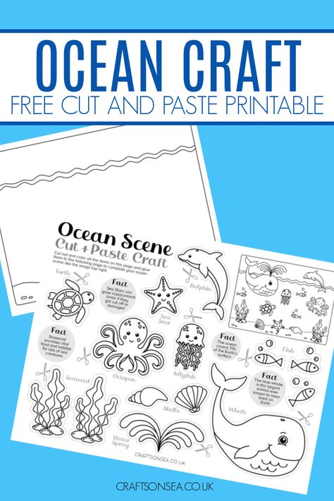 Printable Ocean Craft (FREE PDF) Ocean Habitat Craft, Ocean Printables Free Preschool, Ocean Zones For Kids, Ocean Animal Coloring Pages Free, Ocean Printables Free, Ocean Life Preschool, Ocean Crafts Preschool, Ocean Crafts For Kids, Ocean Printables