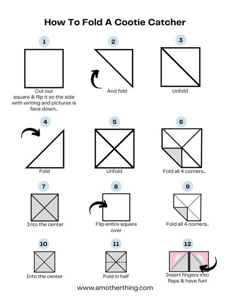 How To Make A Fourtion Teller Paper, Science Cootie Catcher, How To Fold A Cootie Catcher, How To Make A Paper Fortune Teller, How To Make A Cootie Catcher Step By Step, How To Fold A Fortune Teller, Fortune Teller Template, Cootie Catcher Ideas For Adults, How To Make A Cootie Catcher