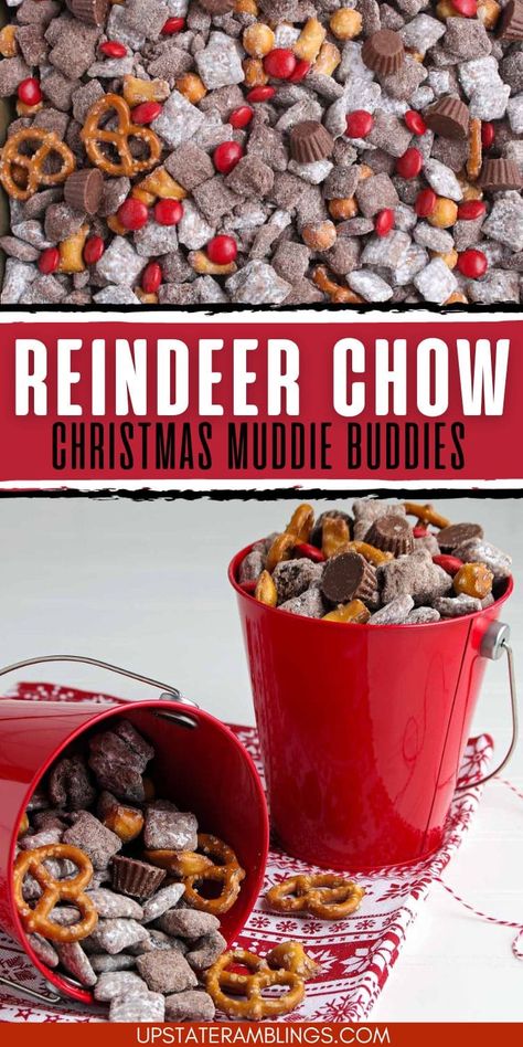 Reindeer Chow Recipe, Christmas Snack Mix, Chex Snack Mix, Reindeer Chow, Chex Mix Christmas, Muddy Buddies Recipe, Easy Christmas Treats, Chex Cereal, Chex Mix Recipes