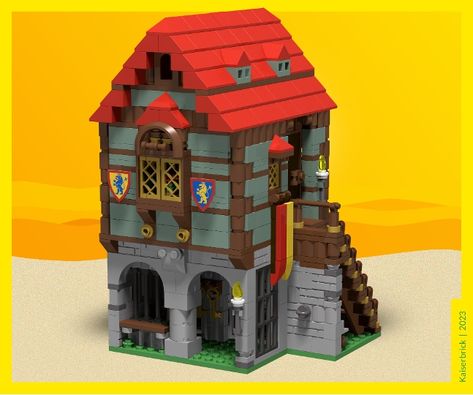 Medieval Prison Building from BrickLink Studio Medieval Prison, Lego Fortnite, Lego Medieval, Minecraft Inspiration, Medieval Village, Lego Mini, Lego Castle, Lego Stuff, Break Out