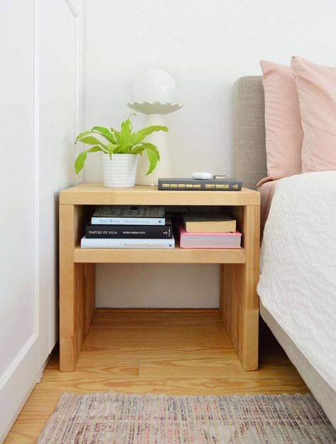 How To Build Easy, Chunky Wood Nightstands | Young House Love Diy Bedside Table, Simple Nightstand, Simple Bedside Tables, Young House, Diy Nightstand, Young House Love, Прикроватные Тумбочки, Wooden Nightstand, Diy Cardboard Furniture