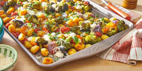 Sheet Pan Gnocchi Is the Easiest Weeknight Dinner Meal Ideas Vegetarian, Easter Meal Ideas, Sheet Pan Gnocchi, Pasta Entrees, Vegetarian Christmas Dinner, One Pan Dinner Recipes, 2023 Classroom, Meatless Mains, Vegetarian Pasta Dishes