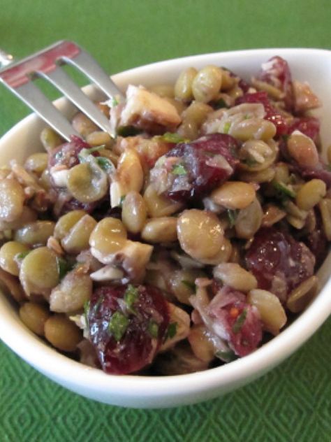 A simple Lentil Salad with cranberries #Weelicious #lentil https://weelicious.com/2010/01/19/cranberry-lentil-salad/ Home Made Baby Food, Almond Salad, Vegetarian Diets, Pasta Chips, Homemade Home, Cranberry Almond, Cranberry Salad, Thanksgiving Dishes, Lentil Salad