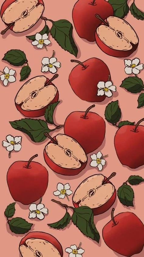 Aesthetic Red Anime Wallpaper, Harvest Phone Wallpaper, Apples Wallpaper Fruit, Apple Fruit Wallpaper Aesthetic, Apple Wallpaper Fruit, Sugar Apple Fairytale Wallpaper, Cute Apple Wallpaper, Apple Fruit Aesthetic, Apple Design Fruit