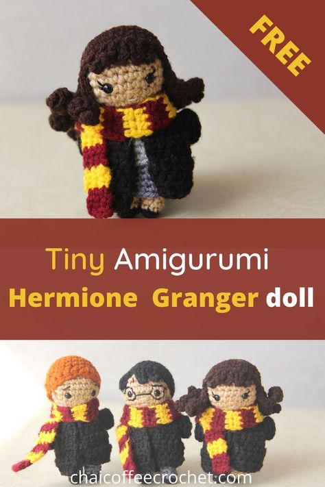 Crochet Stocking Stuffers, Crochet Doll Free Pattern, Crochet Harry Potter, Mc Magic, Crochet Party, Coffee Crochet, Harry Potter Keychain, Weasley Sweater, Gryffindor Scarf