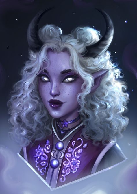 Purple Tiefling, Tiefling Female, Dnd Tiefling, Dnd Races, Dungeons And Dragons Characters, Dnd Art, Fantasy Inspiration, Character Creation, Dnd Characters