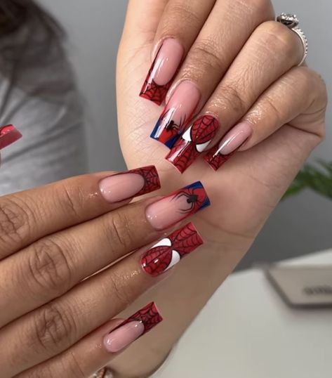 Spiderman Nails, School Nails, 2024 Vision, Nails Inspo, Nail Ideas, Nail Inspo, Acrylic Nails, Spiderman, Nails