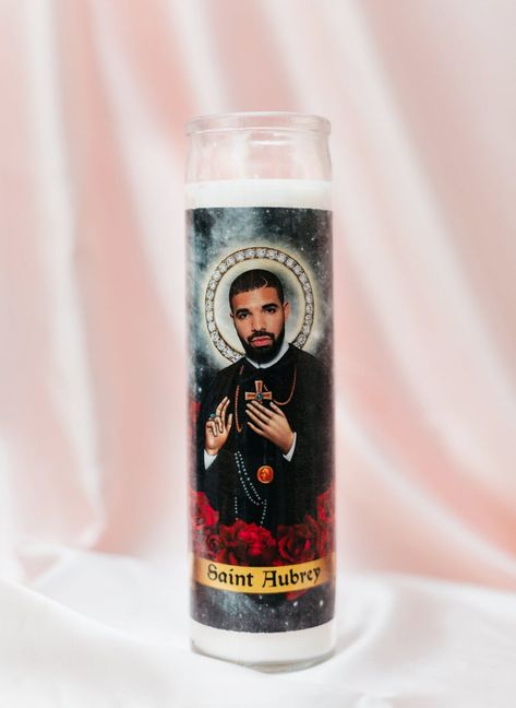 Saint Aubrey drake prayer candle | Etsy Drake Gifts Ideas, Jesus Candle, Jesus Candles, Catholic Candles, Saint Candles, Aubrey Drake, Container Candles, Prayer Candles, Shaquille O'neal