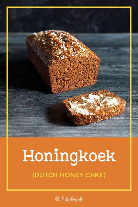 Spiced and super moist, we love this Dutch honey cake ♥︎ fikabrodbox.com #honeycake #honingkoek Dutch Ginger Cake, Spiced Honey Cake, Dutch Honey Cake, Dutch Honey, Honey Loaf, Honey Cake Recipe, Dutch Food, Loaf Cakes, Cinnamon Muffins