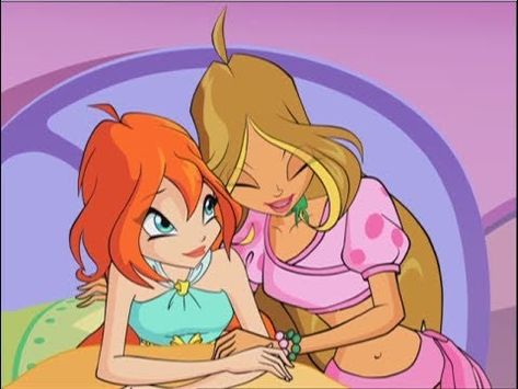 Flora and Bloom 🌸 Winx club Klub Winx, Bloom Winx Club, Cartoon Girls, Cartoon Icons, Vintage Cartoon, Winx Club, Disney Cartoons, Animation Series, Cartoon Characters