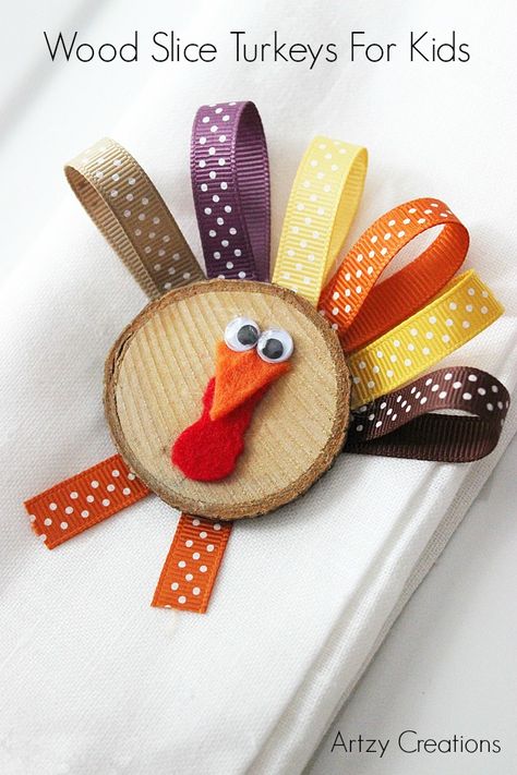 These are a fun, simple activity to keep kids busy while they wait for the food. These turkeys are made with a wood slice, which makes them a perfect table decoration as well. Thanksgiving Wood Crafts, Kids Woodworking, Simple Thanksgiving, Keep Kids Busy, Woodworking Kits, Wooden Signs Diy, Wood Slice Crafts, Turkey Craft, Sliced Turkey