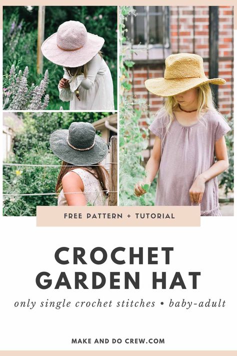 Crochet Sun Hat Pattern, Sun Hat Pattern, Garden Hat, Crochet Sun, Packable Sun Hat, Crochet Summer Hats, Crochet Garden, Crochet Sun Hat, Hat Patterns Free