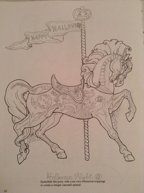 Carousel Reference, Carousel Horse Art, Carousel Horse Drawing, Carousel Drawing, Carousel Horse Tattoos, Carousel Dress, Embroidery Horse, Carousel Art, 3d Horse