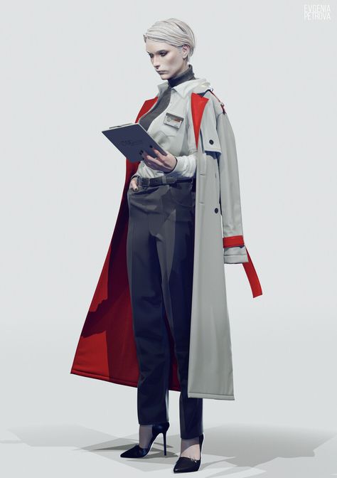 Trench Coat Character Design, Space Uniform, Scifi Outfit, Sci Fi Outfits, Sci Fi Uniform, Sci Fi Outfit, Sci Fi Character Design, Sci Fi Clothing, Cyberpunk Female