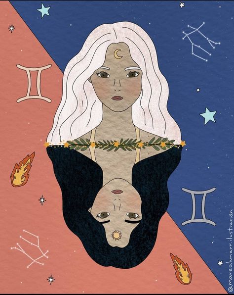 Gemini Painting Ideas, Gemini Art Illustrations, Gemini Illustration, Space Phone Wallpaper, Pisces Zodiac, Art Drawings Sketches Simple, Art Drawings Sketches, Drawing Sketches, Astrology