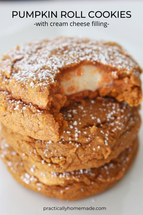 Recipe For Pumpkin Roll, Pumpkin Pie Roll, Roll Out Cookies, Pumpkin Roll Cake, Pumpkin Rolls Recipe, Cake Mix Cookie Recipes, Recipe Cake, Spice Cake Mix, Pumpkin Roll