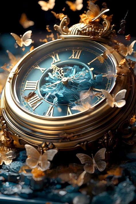 Time Astethic, Forest Animated, Time Travel Aesthetic, Butterfly Clock, Fancy Clock, Clock Aesthetic, Dark Souls Artwork, Time Wallpaper, Solar Watch